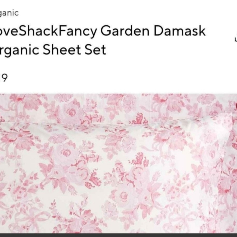 LoveShackFancy Garden Damask Organic Sheet Set $119